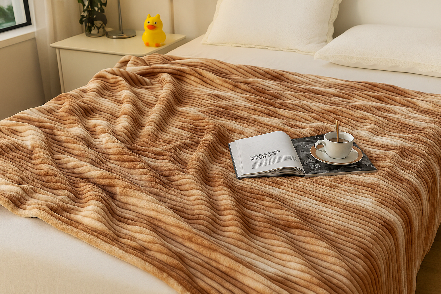 Плед флисовый полуторный Волна 160х210 см Молочный шоколад (F-1-106-80/lchoc) - фото 2 Плед флисовый полуторный Волна 160х210 см Молочный шоколад (F-1-106-80/lchoc) - фото 2