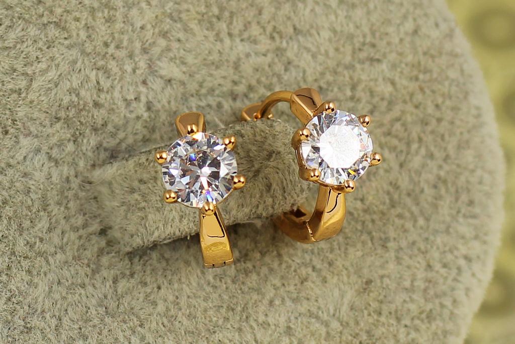 Серьги детские Xuping Jewelry глобус с белым 1,3 см Золотистый (30567799)