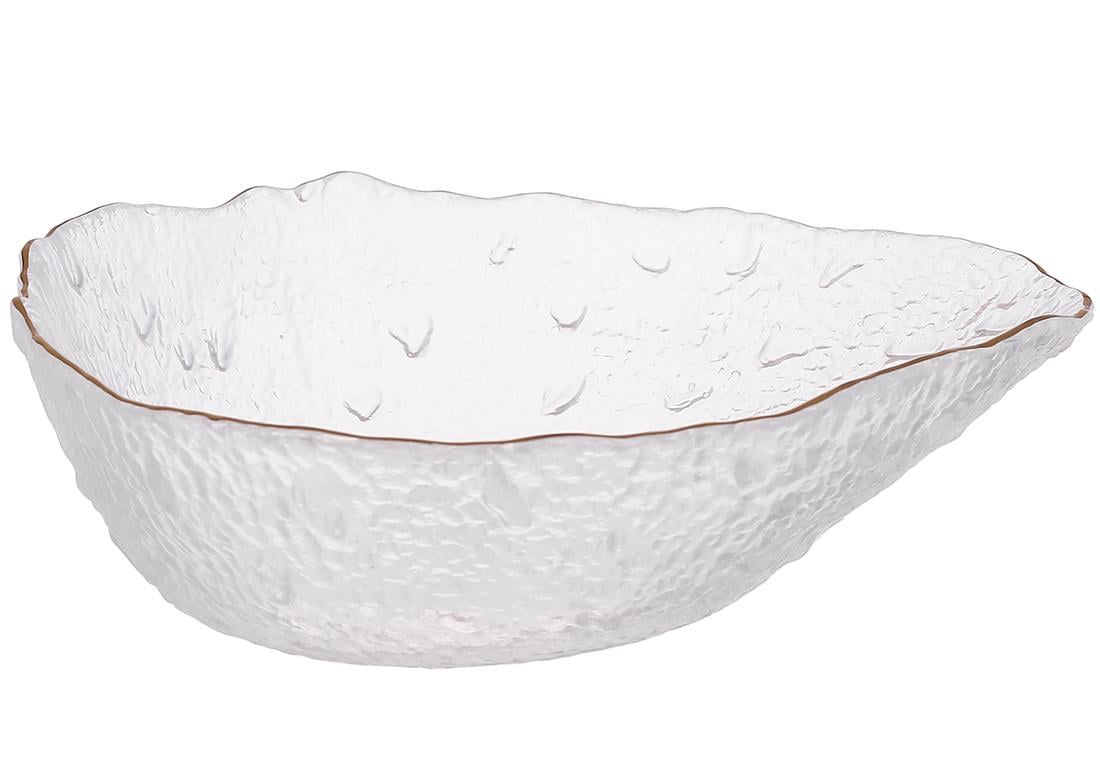 Салатник стеклянный Drop 16,7x12,4x5 см Прозрачный с золотым ободком (992-057)