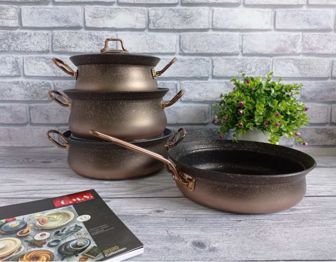 Набір посуду OMS з антипригарним покриттям для індукціі 7 предметів Bronze (3044-ind-bronze) - фото 3 Набір посуду OMS з антипригарним покриттям для індукціі 7 предметів Bronze (3044-ind-bronze) - фото 3