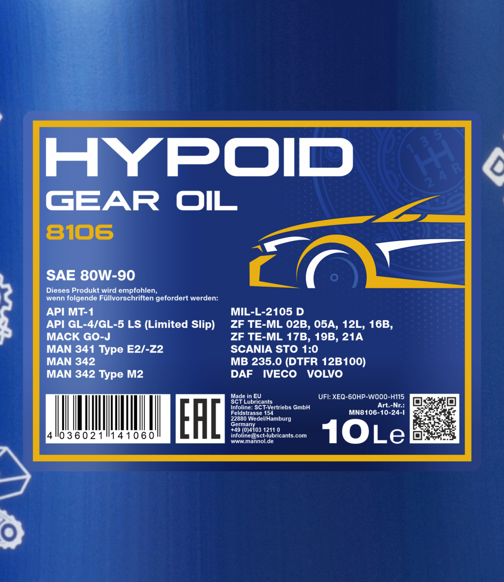 Трансмісійна олія Mannol 8106 HYPOID GETRIEBEOEL 80W-90 GL-4/GL-5 LS 10 л (MN8106-10) - фото 2 Трансмісійна олія Mannol 8106 HYPOID GETRIEBEOEL 80W-90 GL-4/GL-5 LS 10 л (MN8106-10) - фото 2