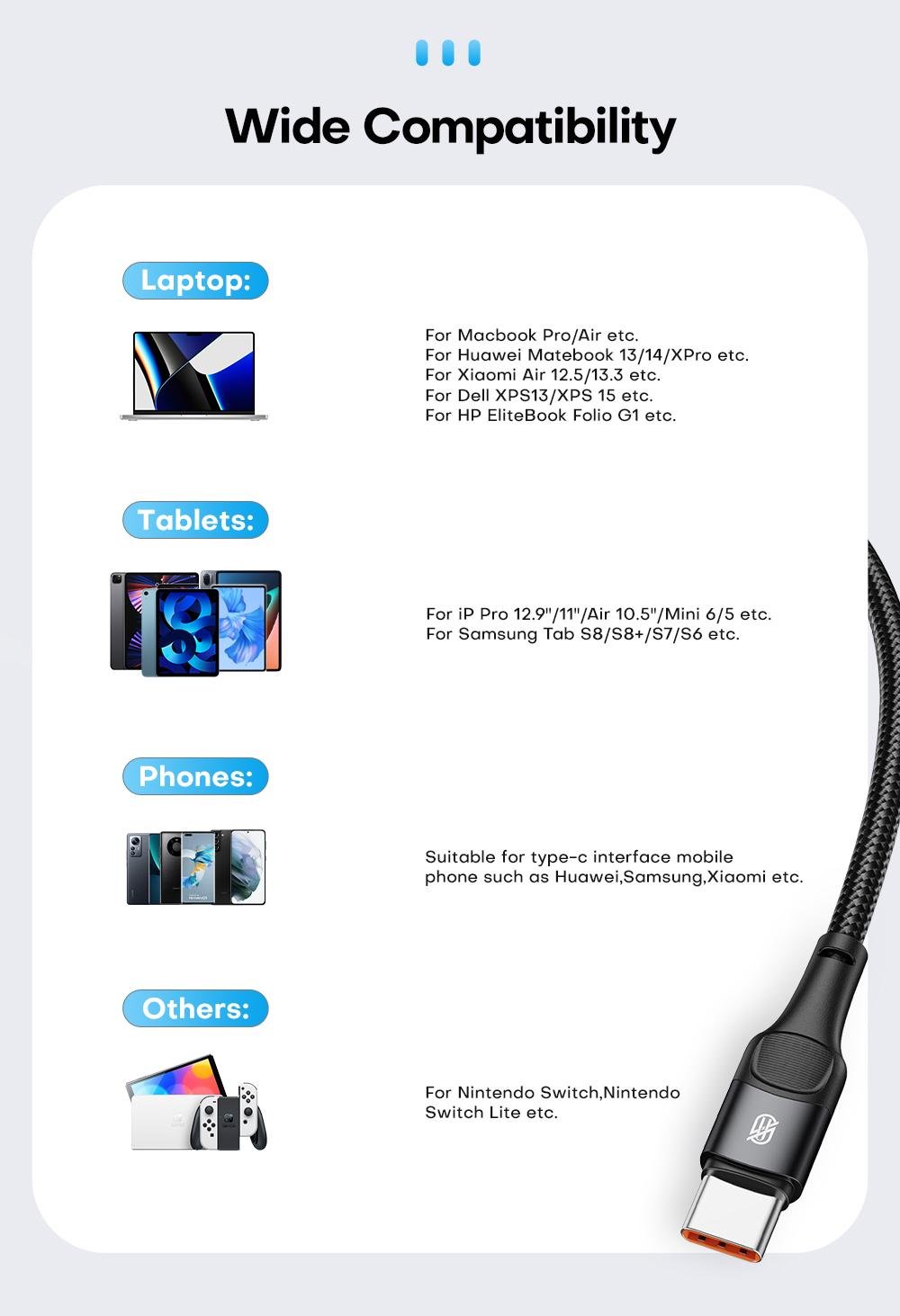 Кабель Asometech Type-C PD 100w 1м Fast Charge Black - фото 6 Кабель Asometech Type-C PD 100w 1м Fast Charge Black - фото 6