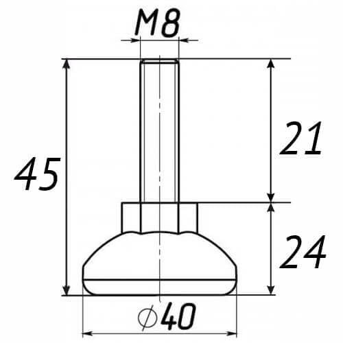 Опора регульована Steelfix М8х45 D40мм 40 шт. Черный (246264) - фото 2