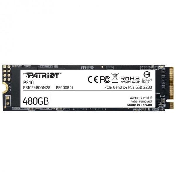 Накопитель SSD M.2 Patriot P310 480 Гб PCIe Gen3x4 NVMe 2280 3D NAND TLC Black (P310P480GM28)