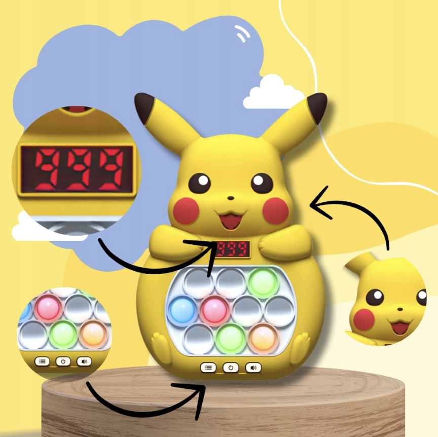 Интерактивная игрушка Quick Push Game Pop It покемон Пикачу 999 уровней (18298264) - фото 8