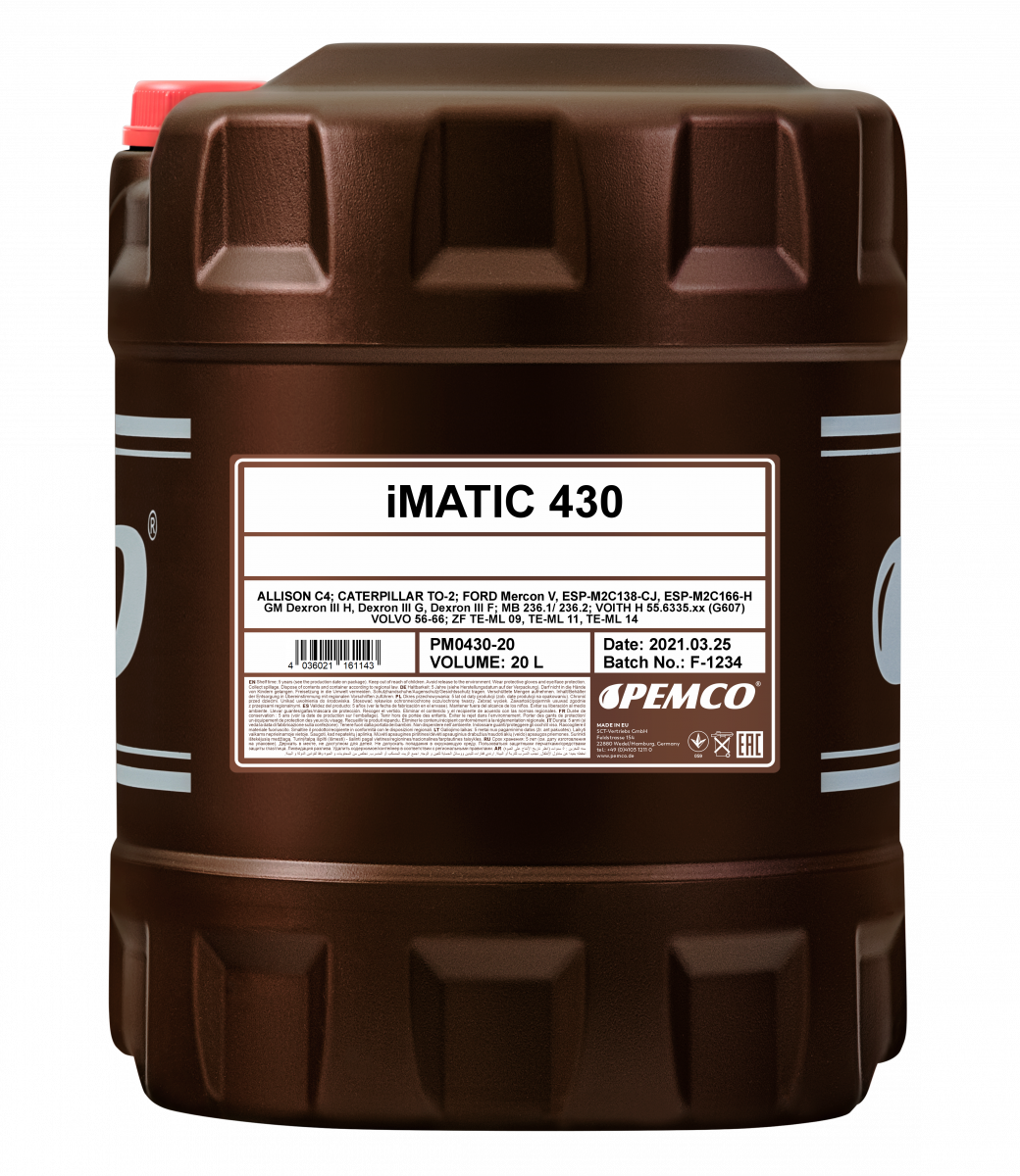 Трансмиссионное масло Pemco iMATIC 430 ATF DEXRON III 20 л (PM0430-20)