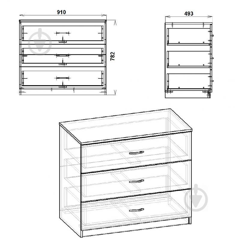 Комод KOMPANIT 3Б Венге - фото 2
