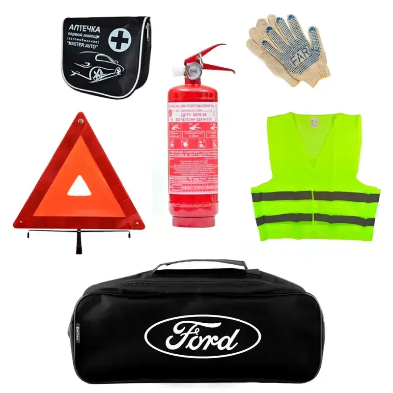 Набор автомобилиста AUTOMIX А25 SKODA огнетушитель 1 кг/знак аварийной остановки/аптечка/жилет
