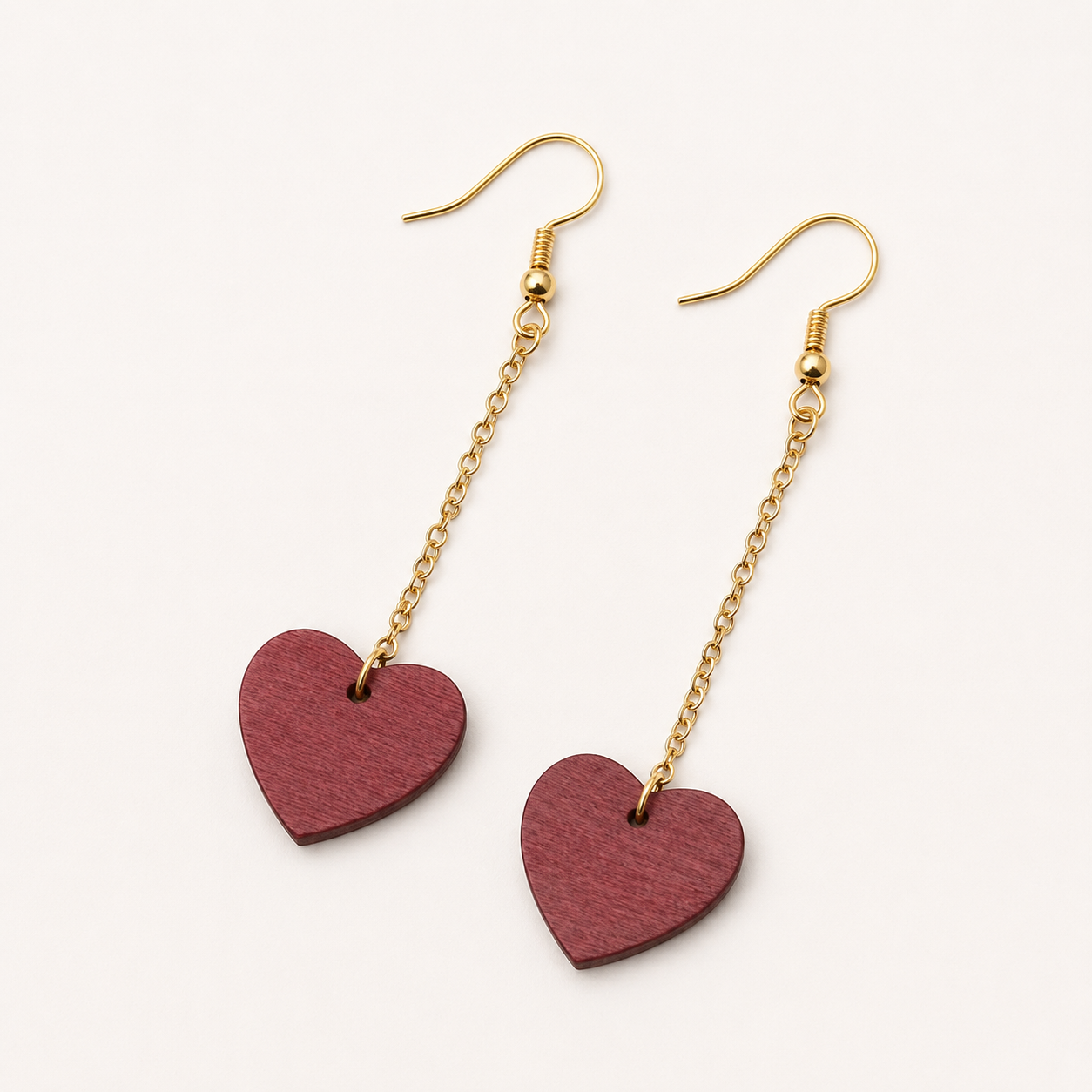 Серьги женские Сердечки из дерева Бордовый (34122808) Серьги женские Сердечки из дерева Бордовый (34122808)