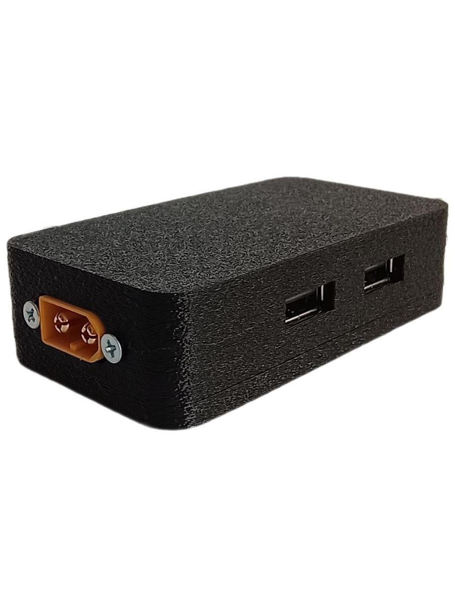 Блок питания от аккумулятора с XT60 и встроенным вольтметром 2xUSB/DC 5,5x2,5 мм (29695050)
