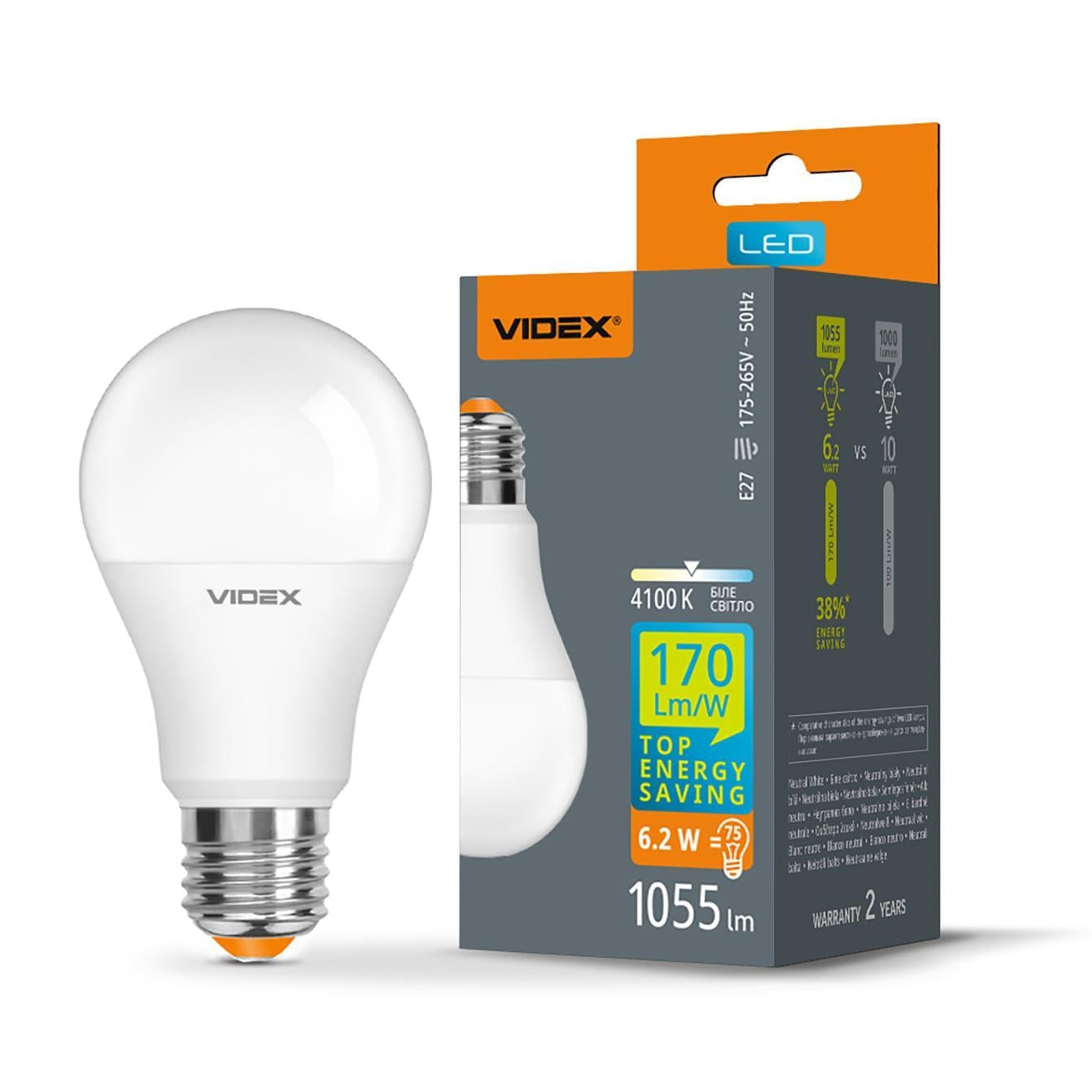Лампа LED Videx A60h 6,2W E27 4100K (36486465) Лампа LED Videx A60h 6,2W E27 4100K (36486465)