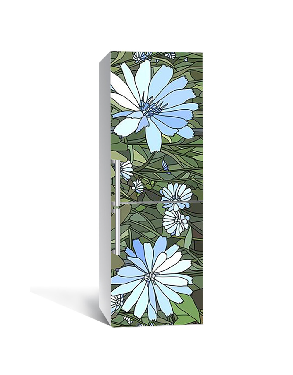 Наклейка 3D на холодильник Zatarga Голубые Цветы витраж 650х2000 мм (1289776759)