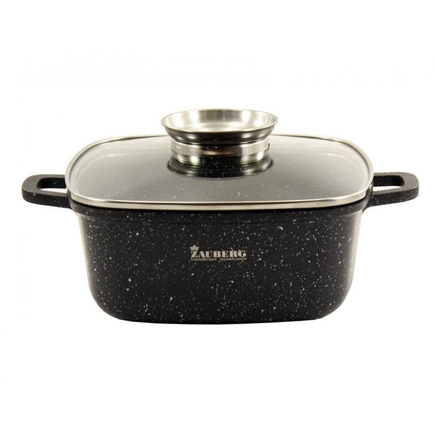Кастрюля со стеклянной крышкой ZAUBERG ZB-1224 с мраморным покрытием 4,4л Black (2053105855)