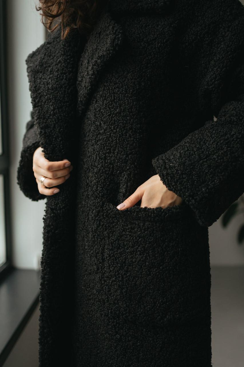 Пальто-шуба жіноче з еко-букле L-XL Чорний (2738197124) - фото 3 Пальто-шуба жіноче з еко-букле L-XL Чорний (2738197124) - фото 3