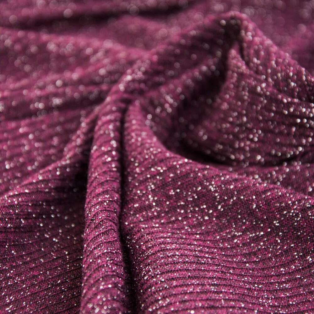 Ткань трикотаж Полоса V-1/4 с металликом Темно-бордо (12595)