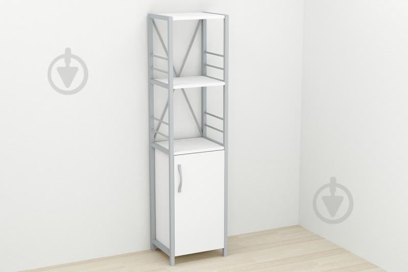 Этажерка 3/34 Ferrum-decor Серии Конект с тумбой  144x34x28 Серый ДСП Белое (FD1014)