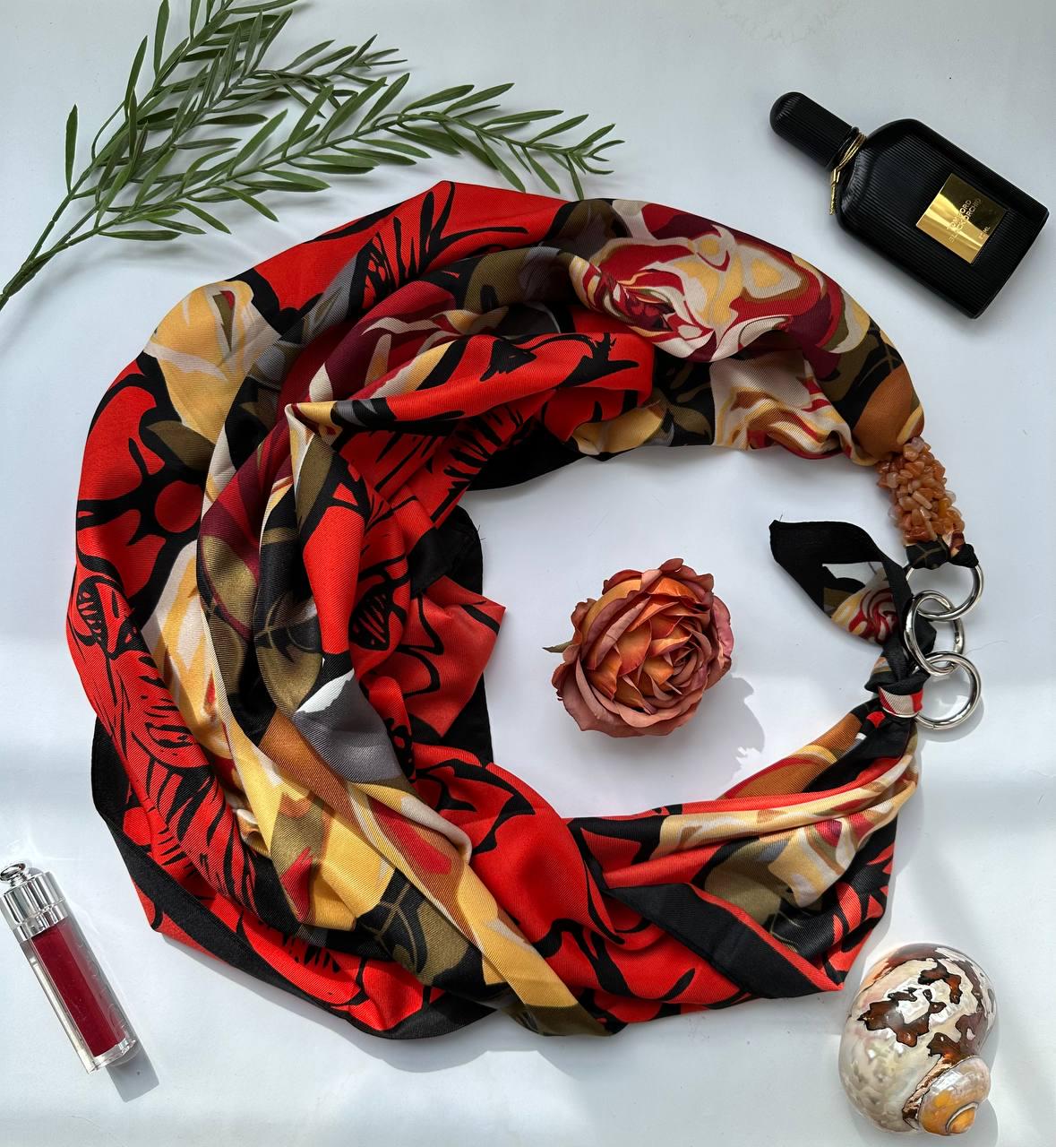 Хустка дизайнерська My Scarf Роза кохання натуральне каміння яшма Червоний (15437429)