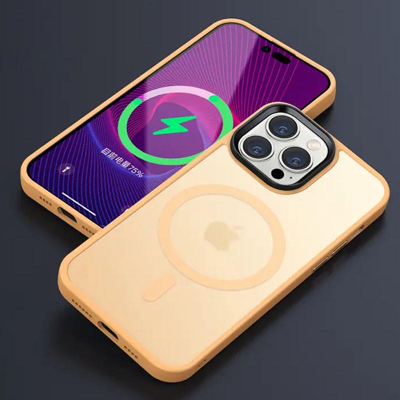 Протиударний TPU+PC Чохол Metal Buttons with MagSafe Colorful для Apple iPhone 14 Pro Max (6.7") Персиковий - фото 2