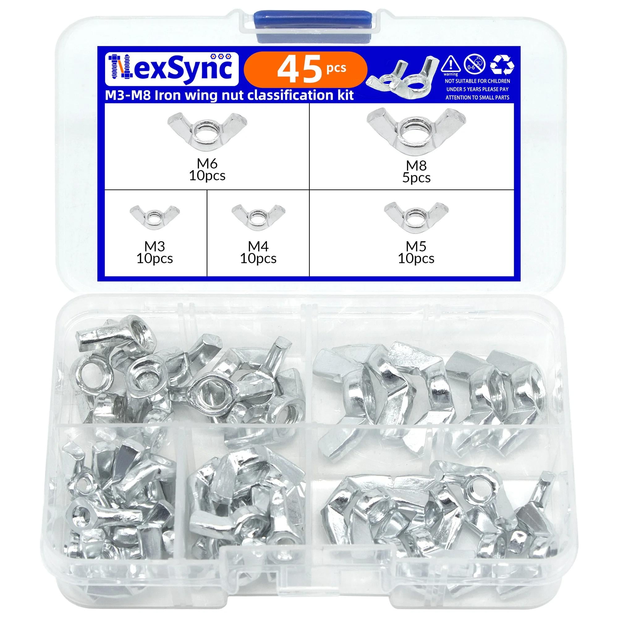 Гайки бабочки M3 M4 M5 M6 M8 45 шт. (720438)