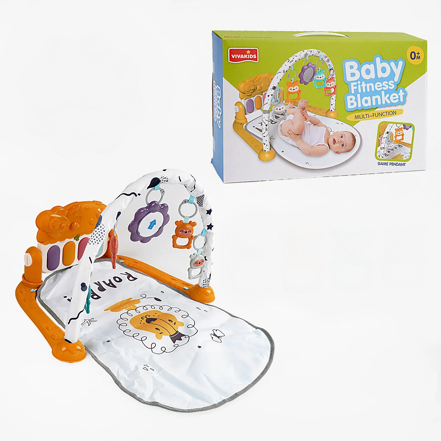 Розвиваючий килимок 6656/24/2 звуки/мелодії/піаніно/підсвічування/4 брязкальця/люстерко/в коробці (25108673)