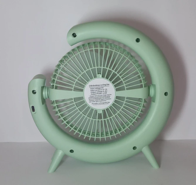 Вентилятор настільний акумуляторний з LED підсвіткою USB 3 швидкості 24x24 см Зелений - фото 8 Вентилятор настільний акумуляторний з LED підсвіткою USB 3 швидкості 24x24 см Зелений - фото 8