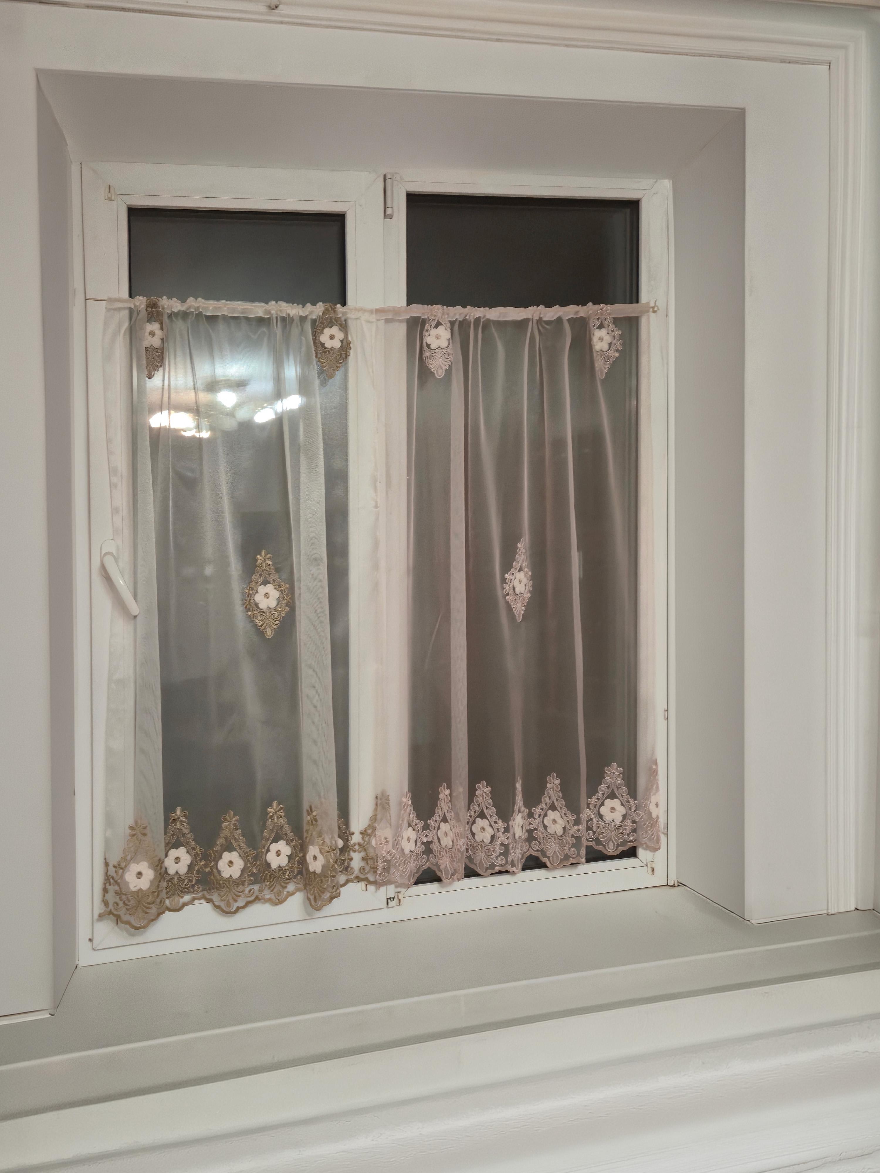 Комплект фіранок на стулку вікон Firanka Damask 2 шт. 180x110 см Рожевий/Коричневий (12_4ф)