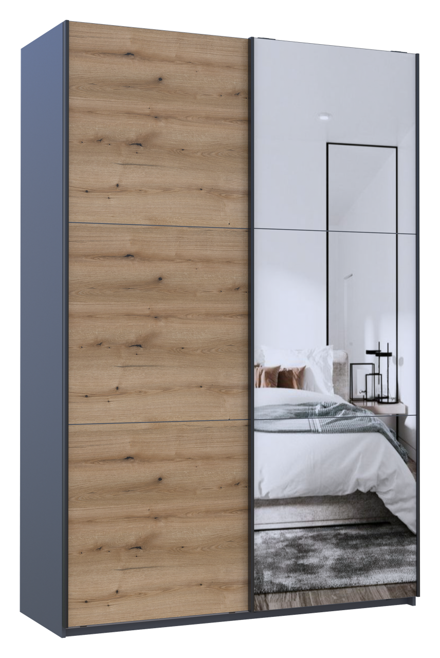 Шафа-купе двохдверна Doros G-Caiser 160х60х240 см Графіт/Дуб Евок/1 Дзеркало (DRS-011038)