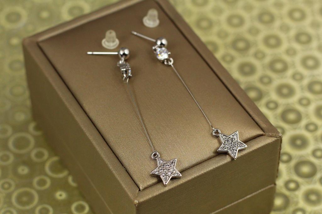 Серьги подвески Xuping Jewelry Звезды 5,3 см Серебристый (31919425)