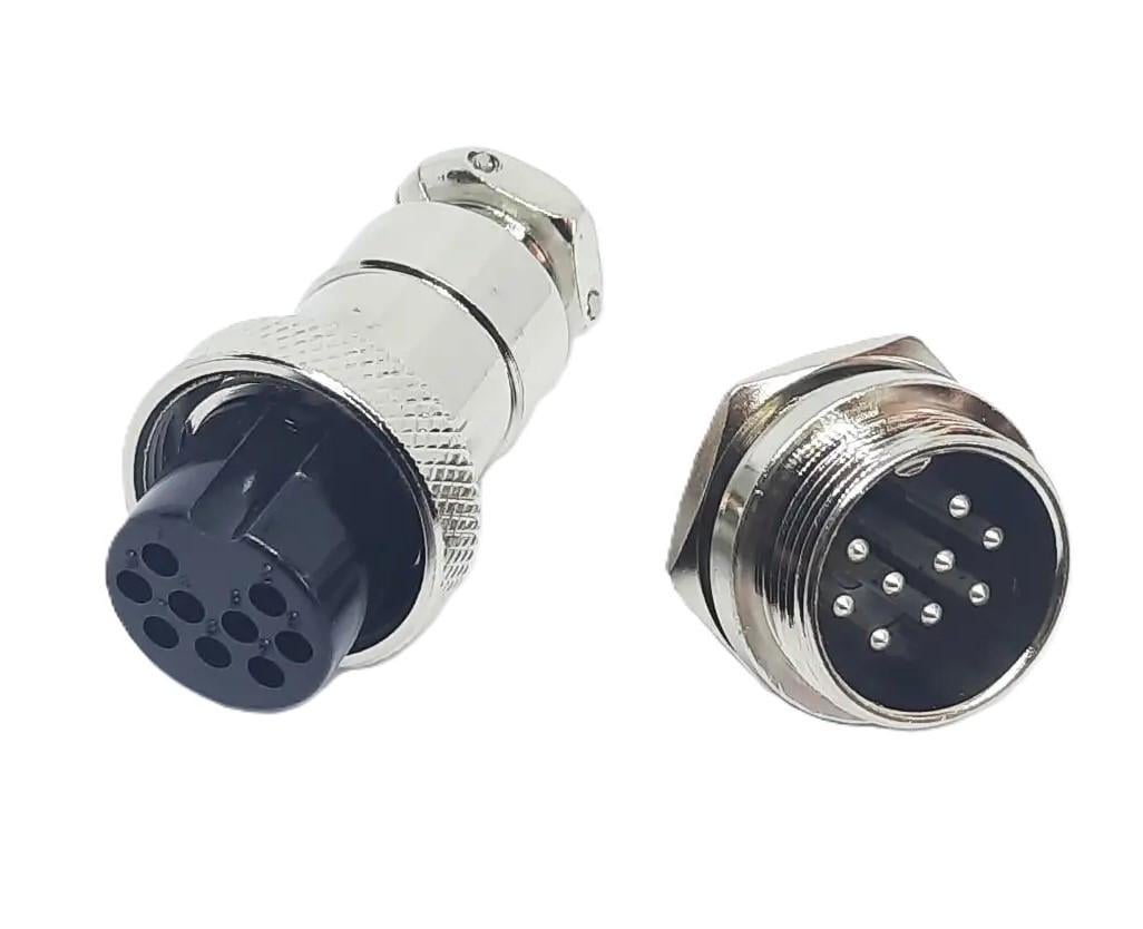 Разъем авиационный соединительный GX20-20M-9A 9 pin штекер/розетка (2902552498) Разъем авиационный соединительный GX20-20M-9A 9 pin штекер/розетка (2902552498)