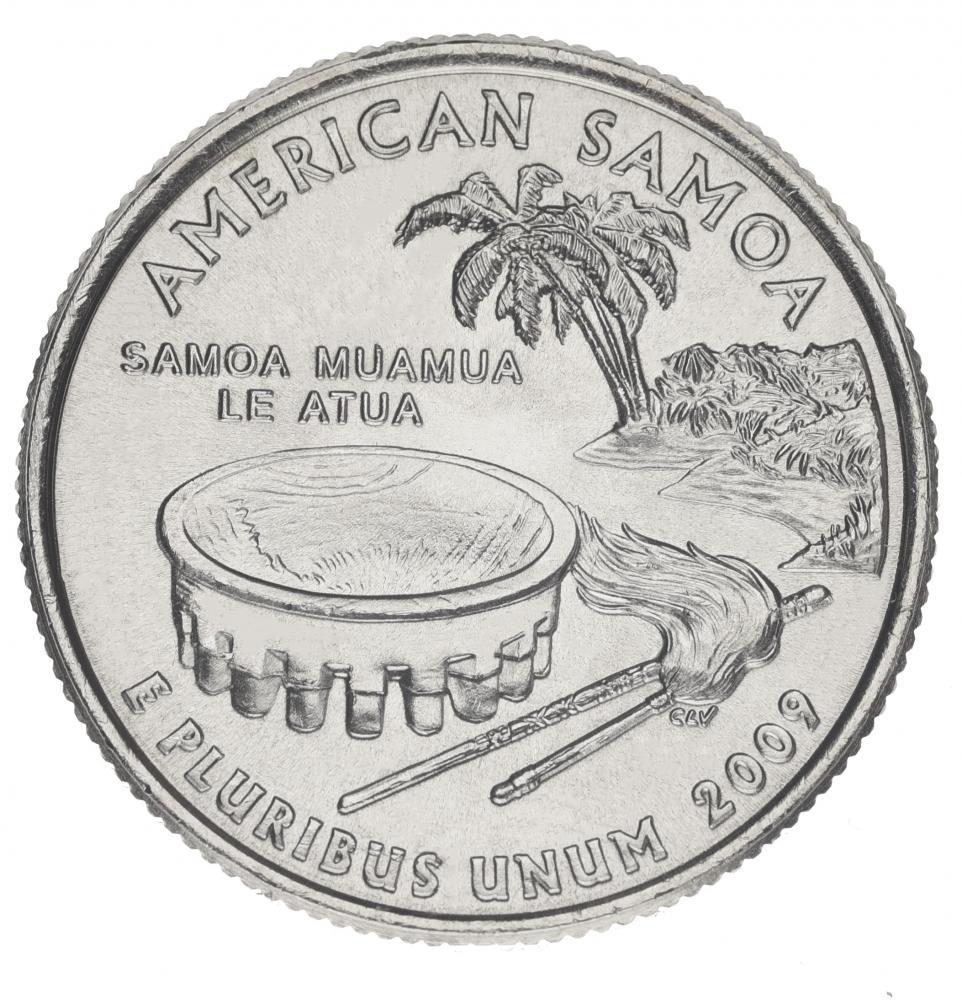 Коллекционная монета США 25 центов 2009 P Штаты и территории - Американское Самоа UNC (KM#448)