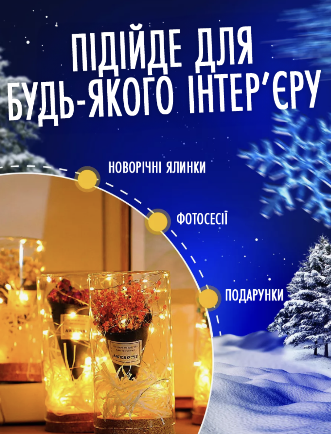 Новогодняя гирлянда Капля росы 20 LED 2 м на батарейках Золотой свет (Е500190) - фото 4 Новогодняя гирлянда Капля росы 20 LED 2 м на батарейках Золотой свет (Е500190) - фото 4