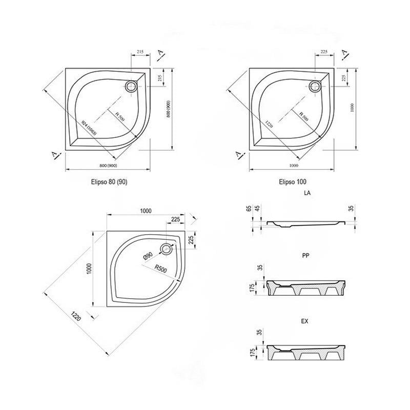Поддон для душа Ravak Elipso EX A224401310 акриловый полукруглый 80x80x17,5 см (87176) - фото 2 Поддон для душа Ravak Elipso EX A224401310 акриловый полукруглый 80x80x17,5 см (87176) - фото 2