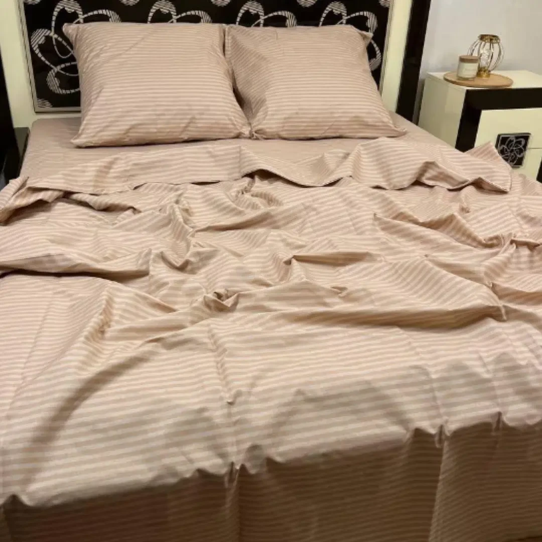 Пододеяльник евро поплин Lux 200х220 см Бежевый в полоску (2218477972)