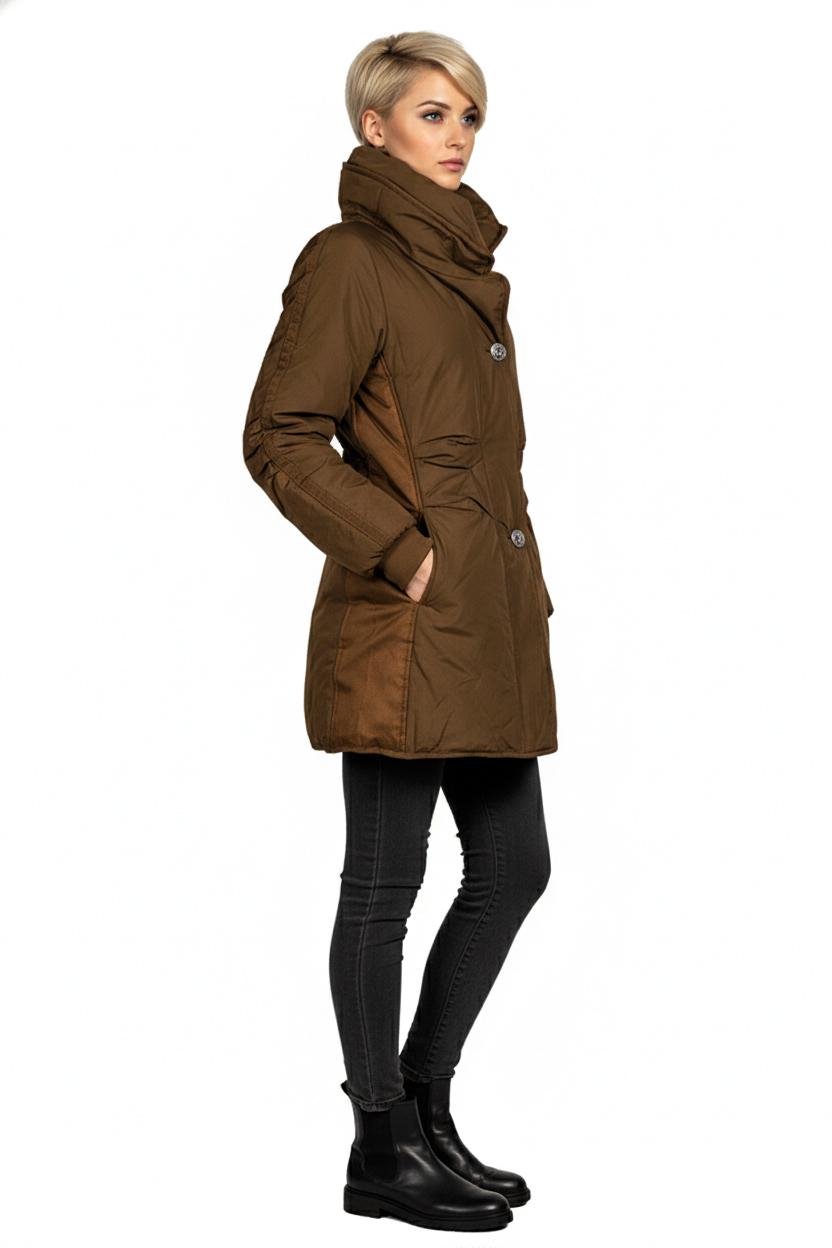 Пуховик женский приталенный Number Nine NN-302 р. 42 Светло-коричневый (NN-302-42) - фото 5 Пуховик женский приталенный Number Nine NN-302 р. 42 Светло-коричневый (NN-302-42) - фото 5