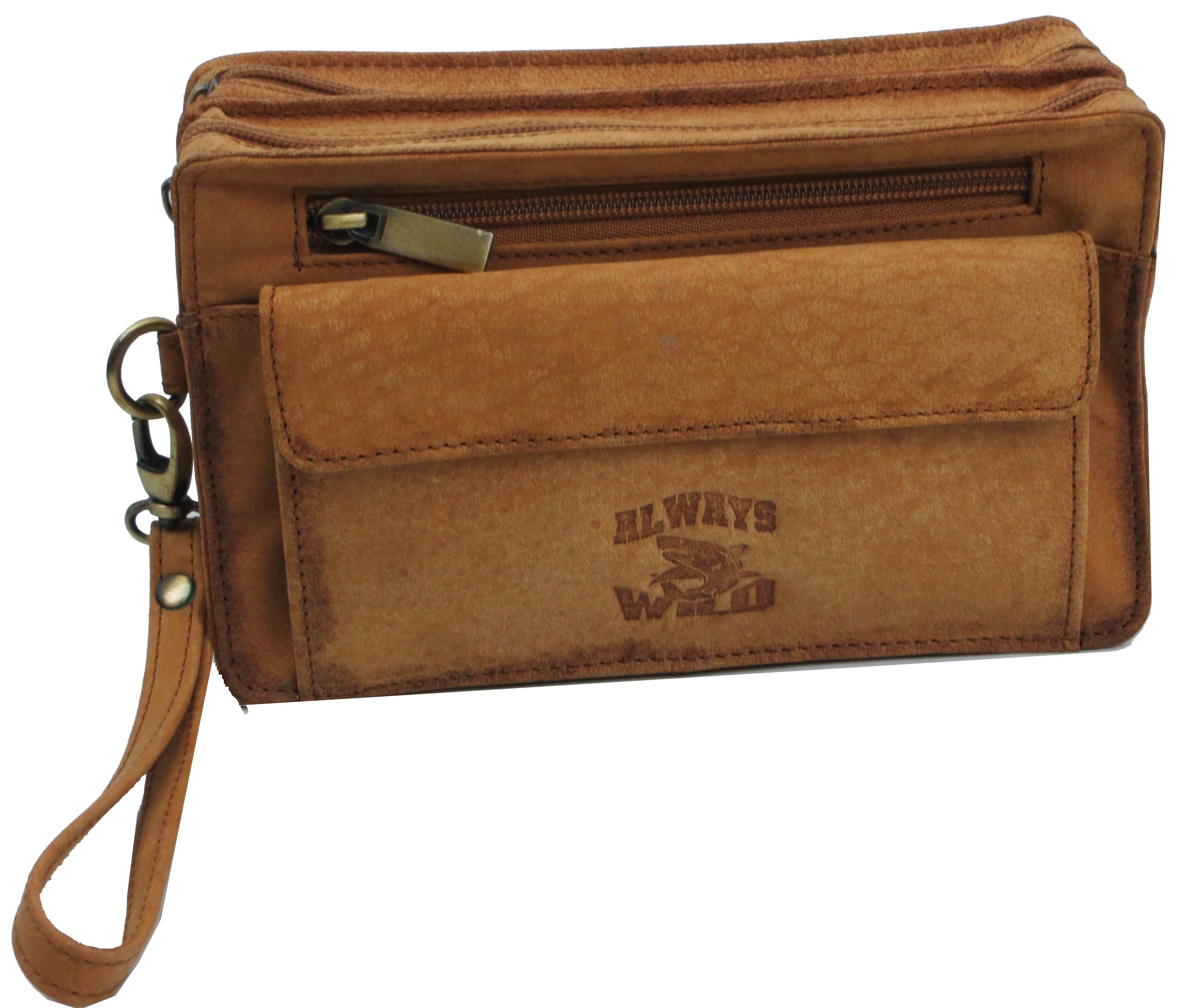 Барсетка мужская Always Wild кожаная Коричневый (1416H TAN)