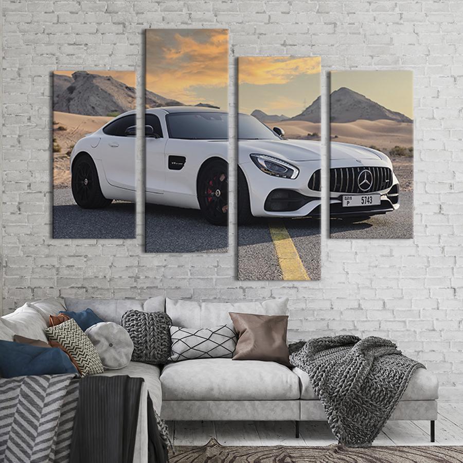 Картина модульная из 4 частей Белый стильный Mercedes-Benz M 89x56 см (126-42)