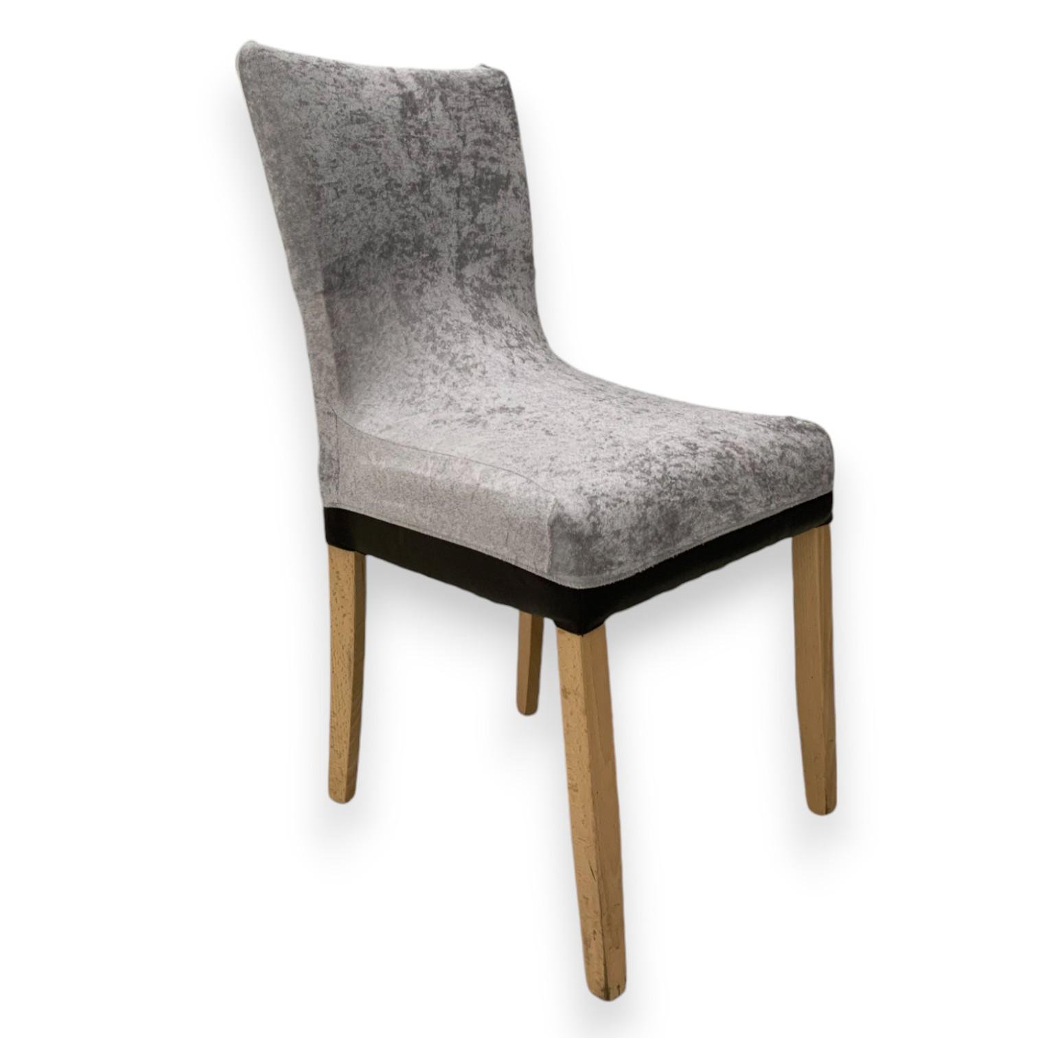 Чехол натяжной на стул GOSPO велюровый Светло-серый (2151544721) - фото 4