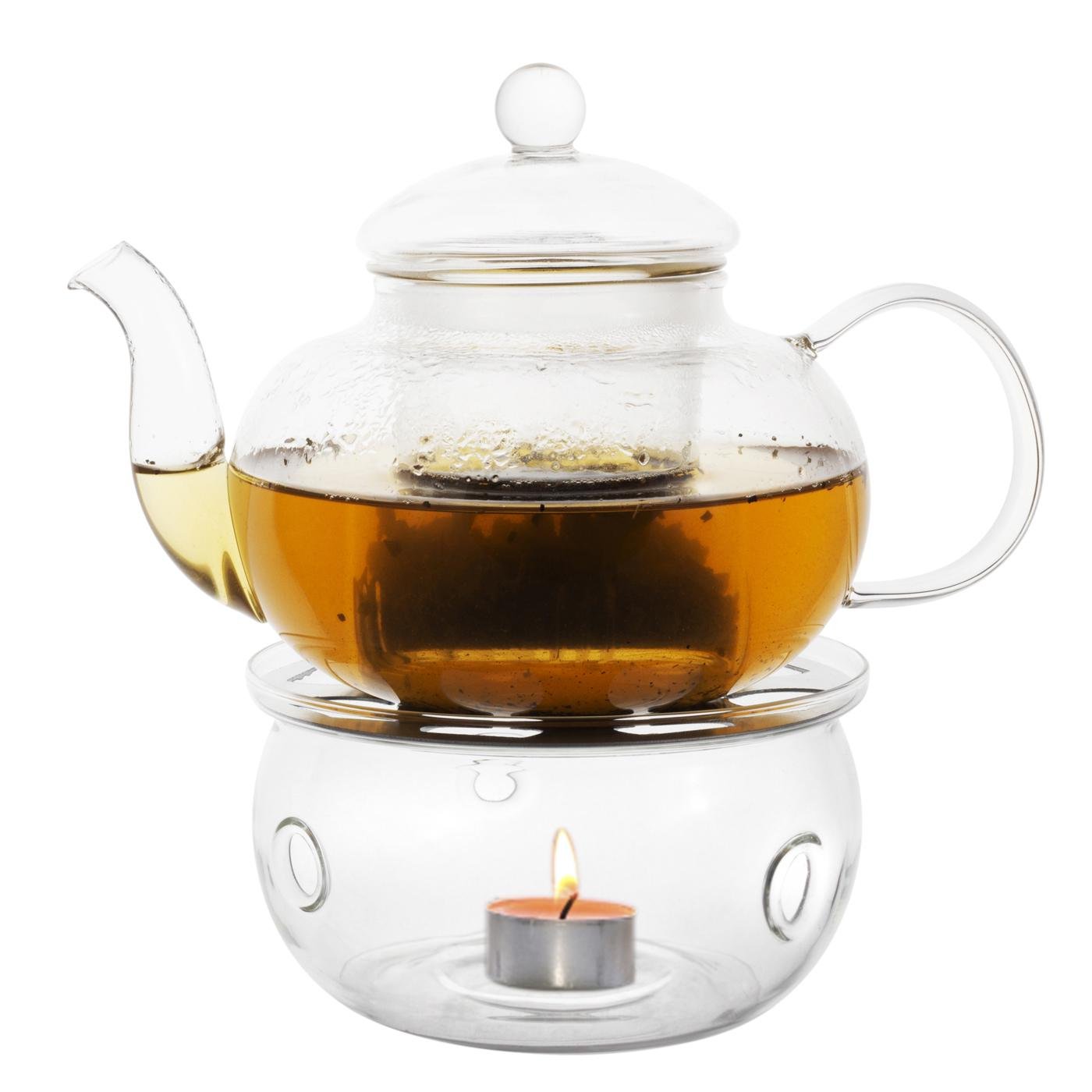 Чайник-заварник Kamille Vizo стеклянный прозрачный с подставкой для свечи 800 мл