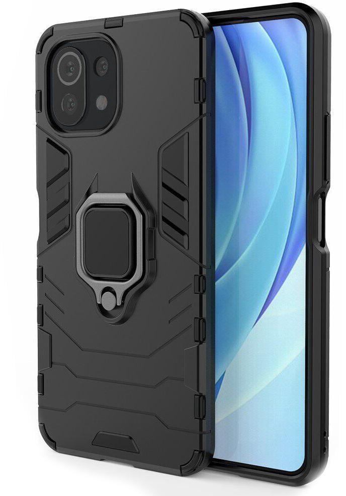 Противоударный чехол Xiaomi 11 Lite 5G NE (подставка кольцо) Black (24146-2B)