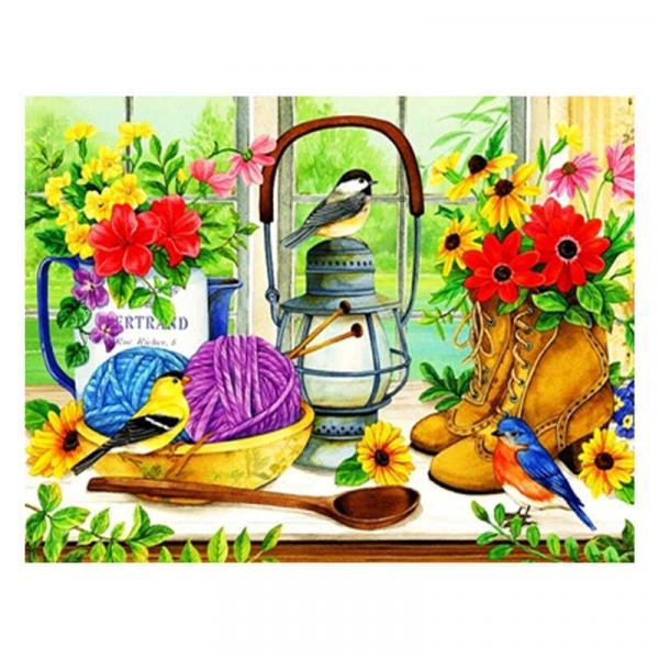 Алмазна мозаїка TK Group Яскравий натюрморт на підвіконні 40х30 см з рамкою в коробці (GB74915-mt)