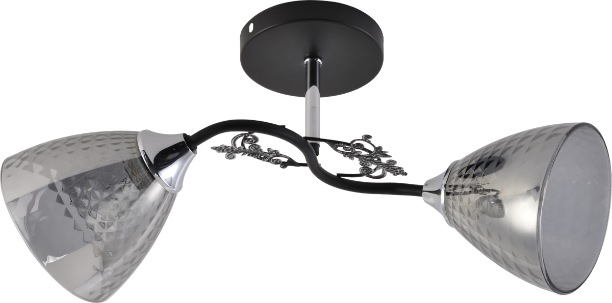 Люстра потолочная Light House SRS-20710/2 плафон дымчатый Черный/Хром Люстра потолочная Light House SRS-20710/2 плафон дымчатый Черный/Хром
