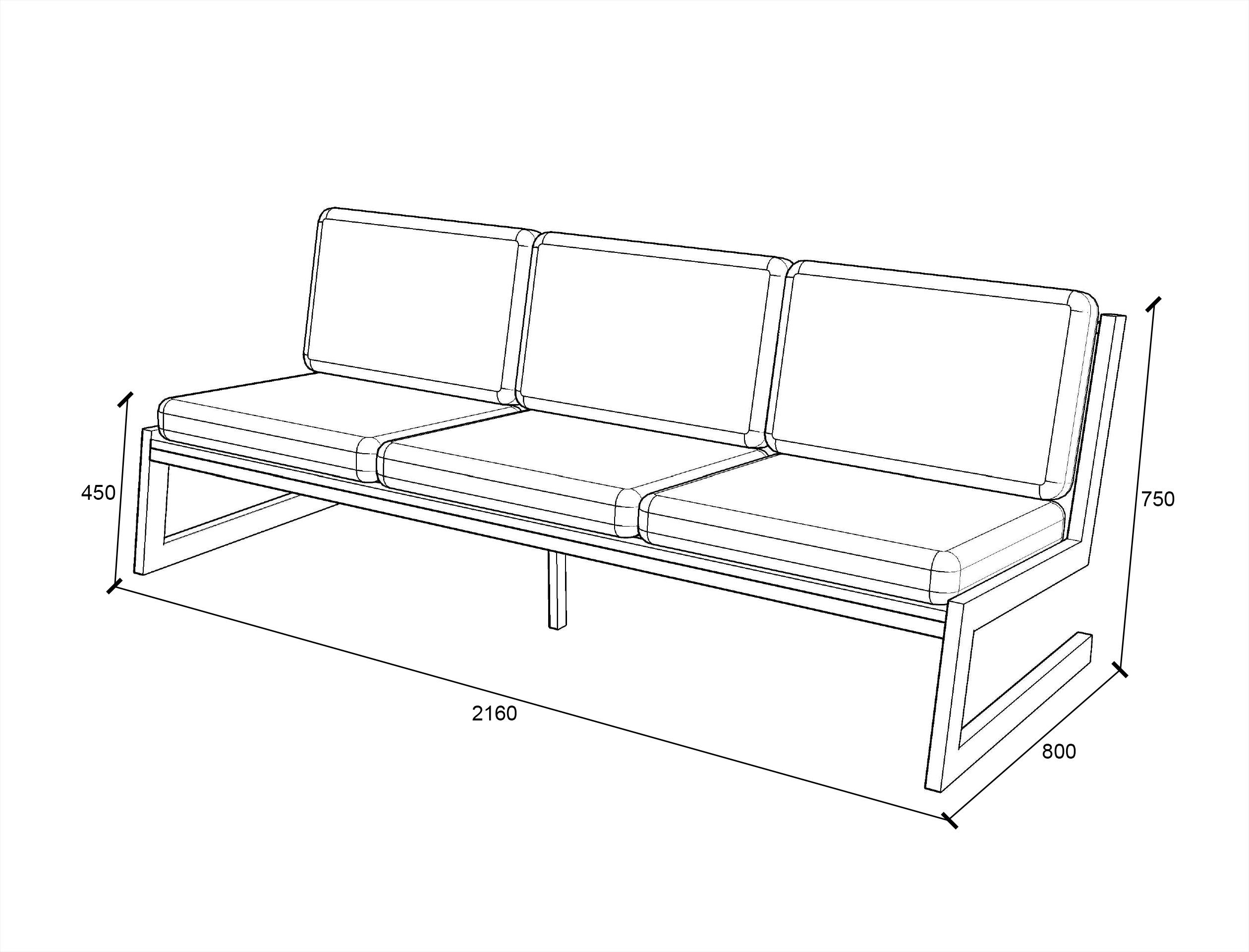 Диван Lofty Soft на 3 места из металла ширина 2160 мм Серый - фото 4