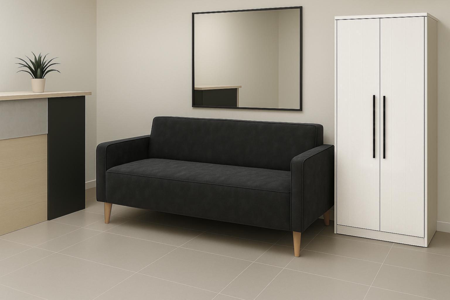 Диван офисный Tobi Sho Селдон с подлокотниками 1760х680х770 мм велюр Крокус Графит/97 (59rt6fr6)