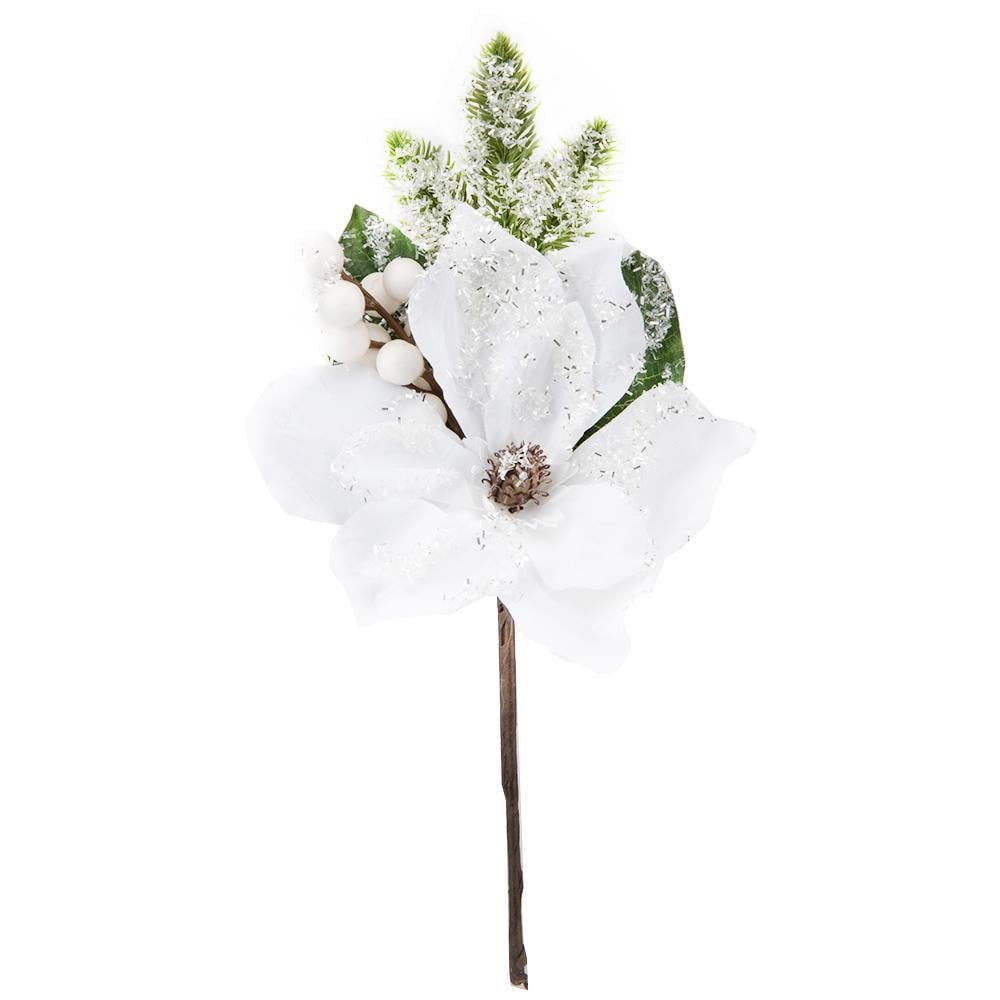 Ветка декоративная белая Вифлеемская звезда 38 см