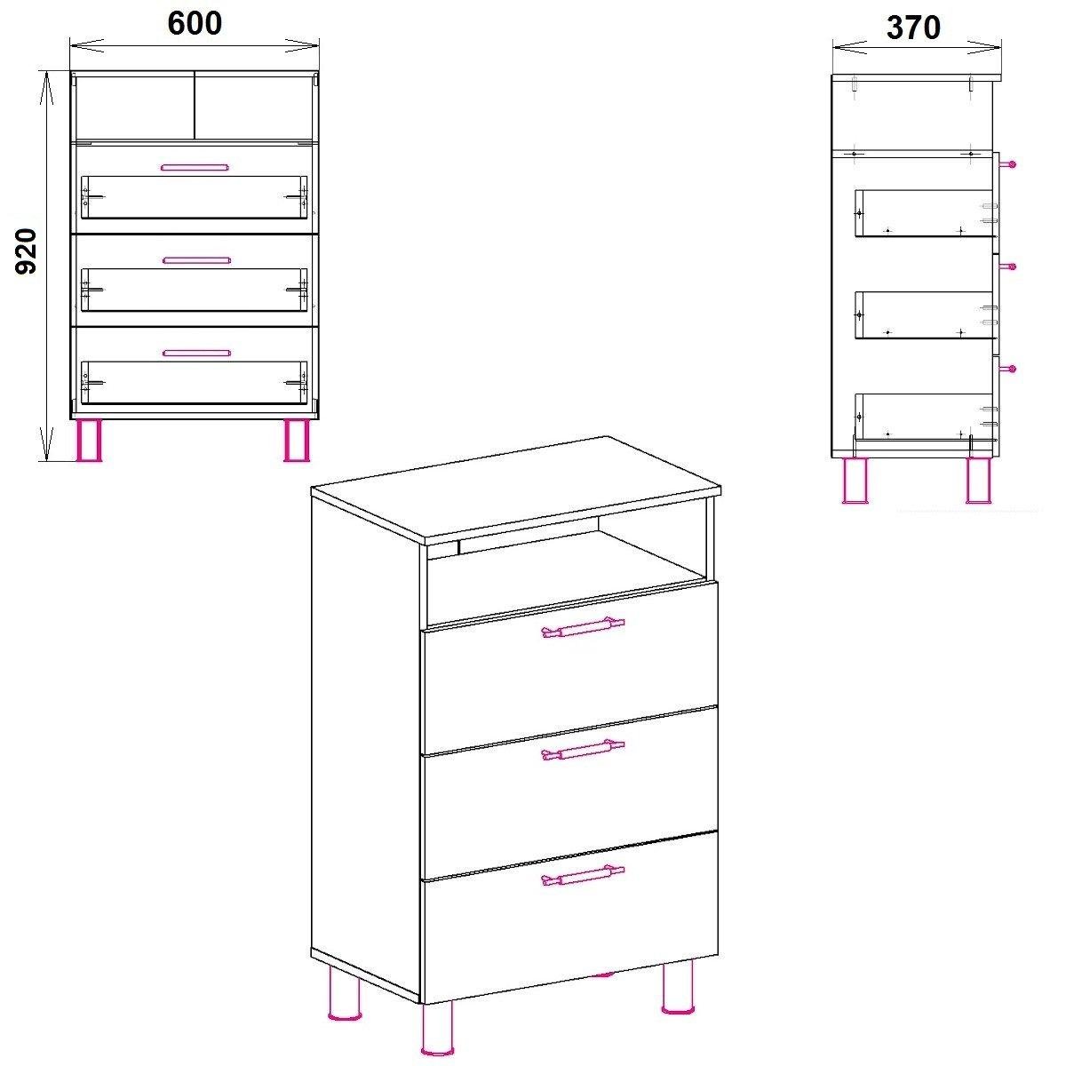 Комод Компанит-3 Бук (477_komp_B_NM) - фото 2 Комод Компанит-3 Бук (477_komp_B_NM) - фото 2