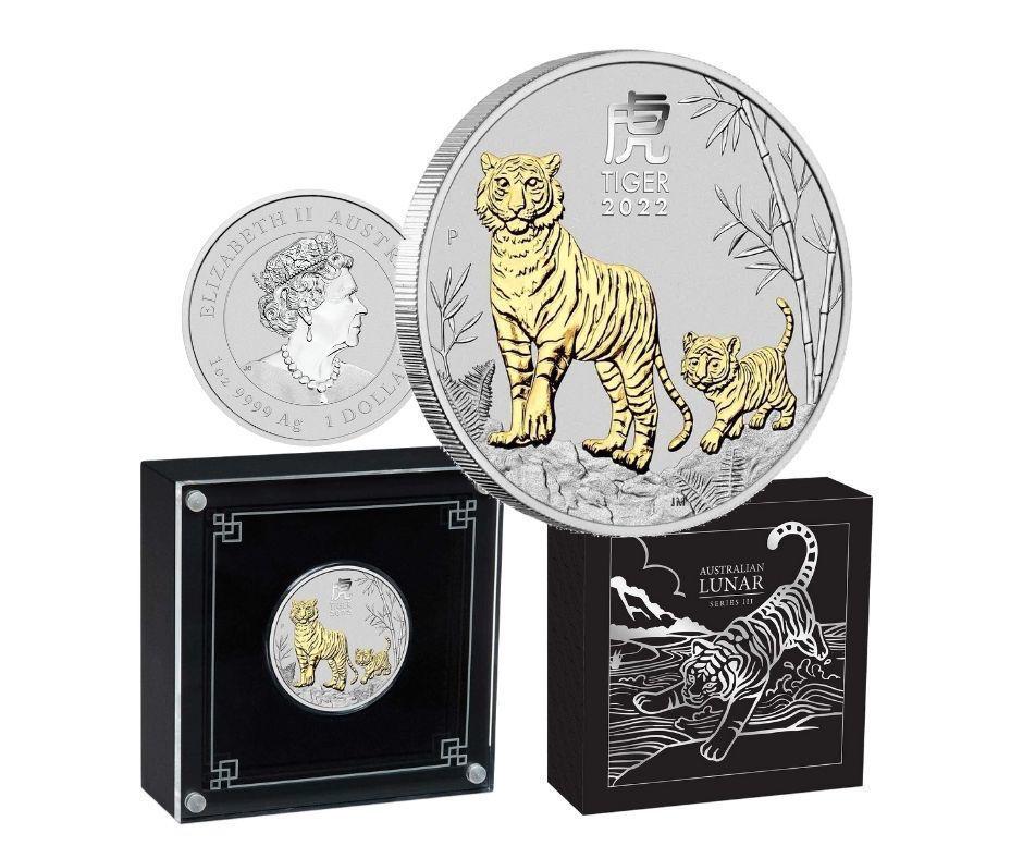 Колекційна монета Срібна позолочена Tiger Lunar Year Series III 31,1 г (9270242)