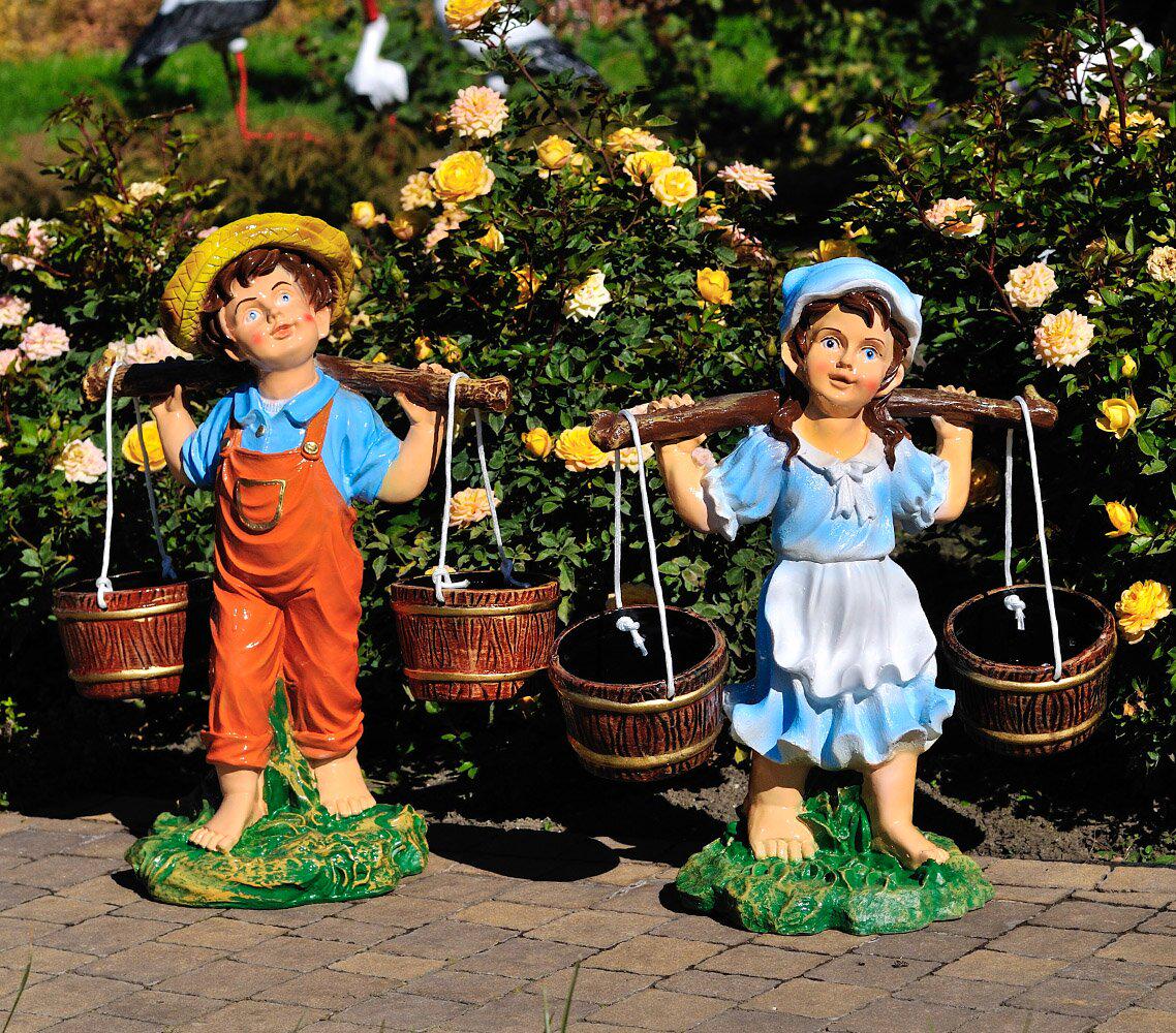 Подставка для цветов Водонос и Девочка с коромыслом