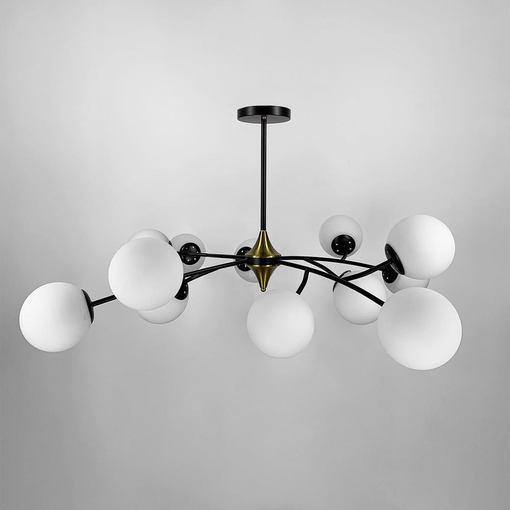 Люстра із поворотними гілочками на 12 білих плафонів Чорний (K 21/12 BK+WT new) - фото 1 Люстра із поворотними гілочками на 12 білих плафонів Чорний (K 21/12 BK+WT new) - фото 1