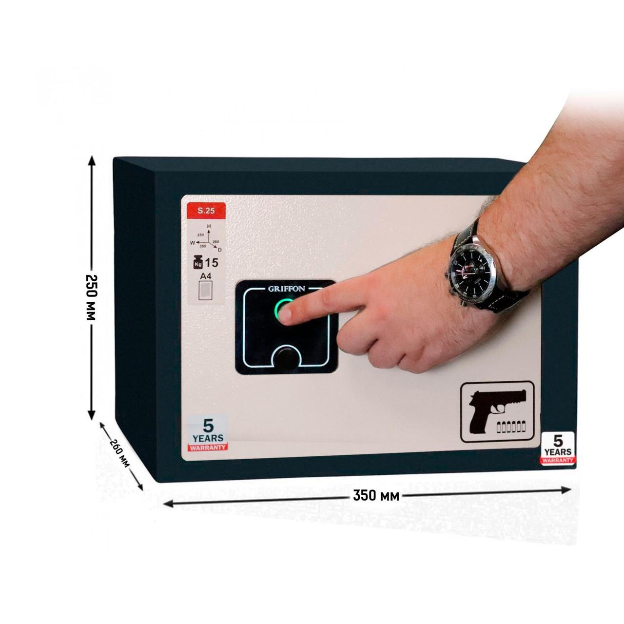 Сейф пістолетний Griffon S.25.FPP з біометричним замком - фото 2