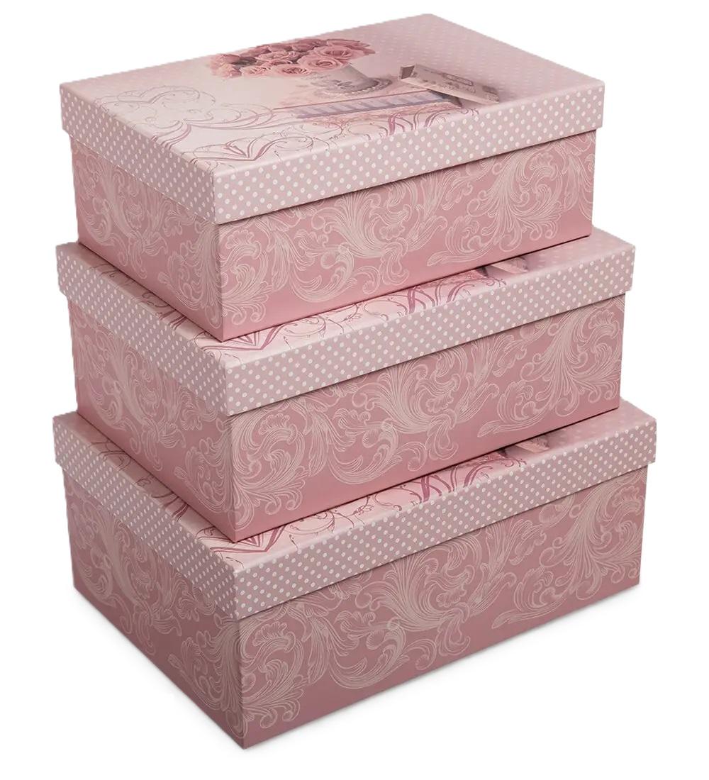 Набор подарочных коробок Stenson R33290P Ornament 23х16х10/21х14х8/19х12х7 см 3 шт. Pink (606775)